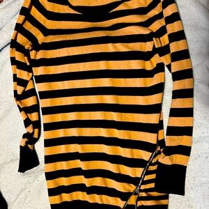 Tan and Black Stripe Sweater Dress.  Size L